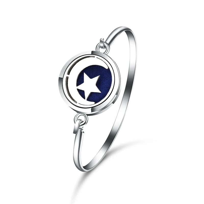 

New Style Star Moon Aromatherapy Magnetic Bracelet Stainless Steel Essential Oil Diffuser Perfume Locket Jewelry Bangle Bracelet