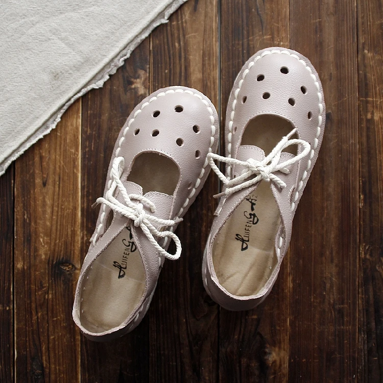 HUIFENGAZURRCS-New Summer real leather Hollow outshoes, original Handmade shoes,the retro art mori girl casual women's shoes HUIFENGAZURRCS-New Summer real leather Hollow outshoes, original Handmade shoes,the retro art mori girl casual women's shoes
