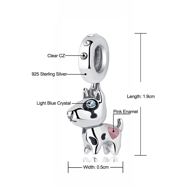 Аутентичные 925 пробы серебряные бусины-шармы быка кулон в форме терьера Подвески Собака Щенок собака, соответственные Пандоре обаятельные Браслеты Для женщин, сделай сам, ювелирное изделие