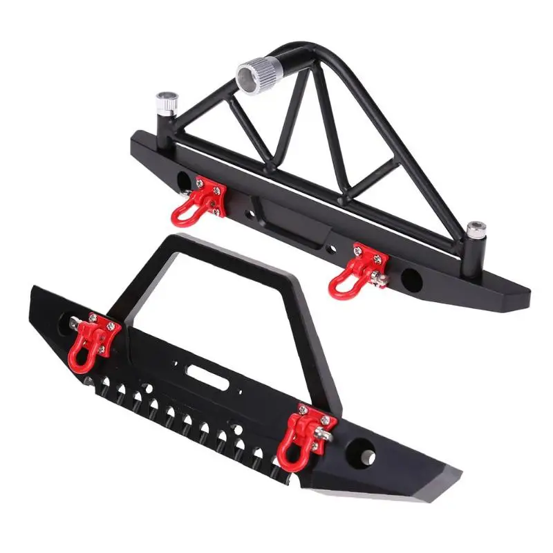 

RC Crawler Metal Front Rear Bumper with LED Lights Spare Wheel Rack for 1/10 Axial SCX10 90046 RC Crawler Car