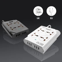 MOXOM силовая лента, USB розетка, полоса 10 А, быстрая зарядка, 6 USB удлинительных розеток, 4 розетки, адаптер, ЕС, Великобритания, ЕС, силовая полоса