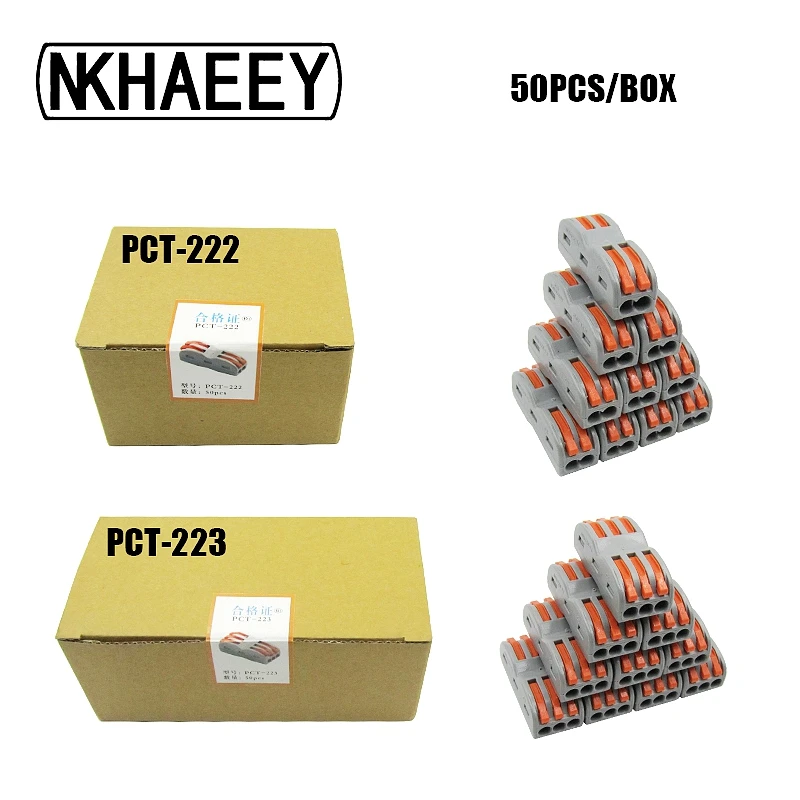 

Free Shipping 50PCS/BOX Wago Type Electrical Wiring Terminals Household Wire Connectors Fast Terminals Connection Of Wires Lamps