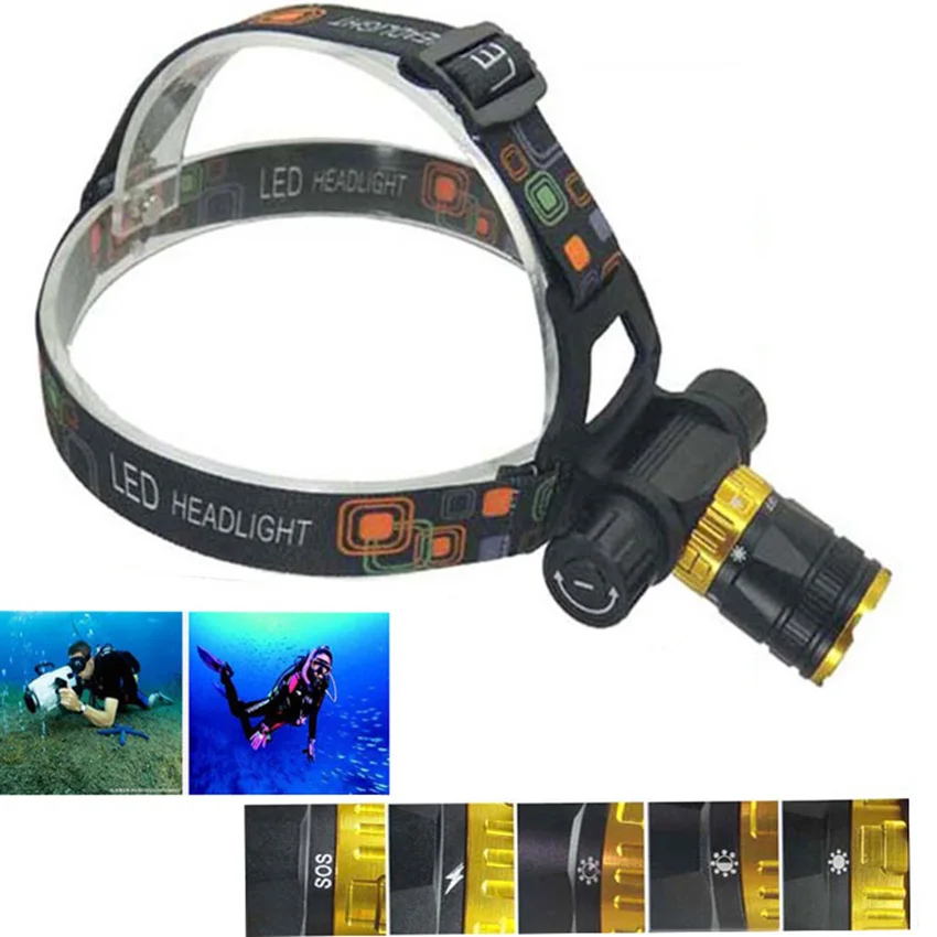 new Diving led Headlamp Underwater head light XM L T6 100M Waterproof Diving Headlight Headlight