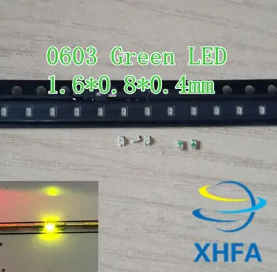 100 шт. SMD 0603 (1608) желто зеленый 20 мА постоянного тока 2 в поверхностное крепление