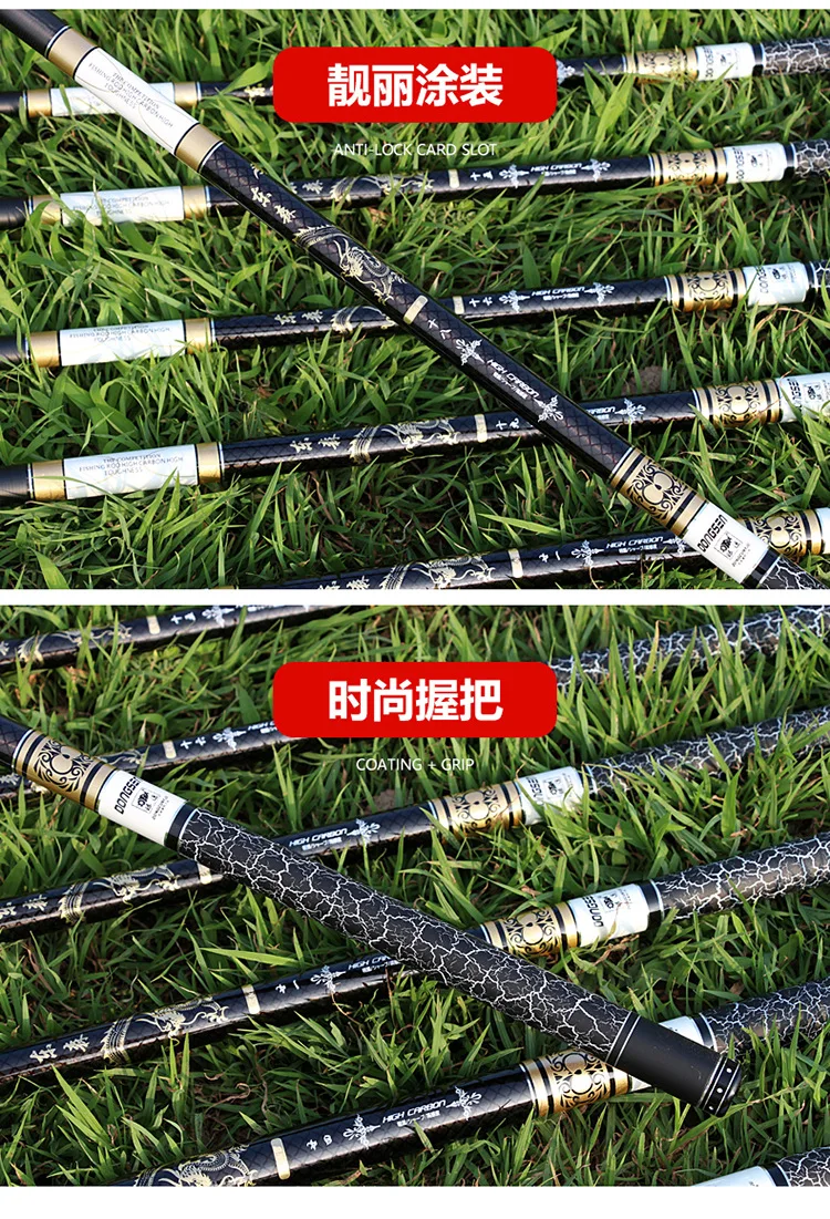Drop Shipping new hard carbon stream rod taiwan fishing rod Ultralight 3.6m-8.1m power hand crap pole peche