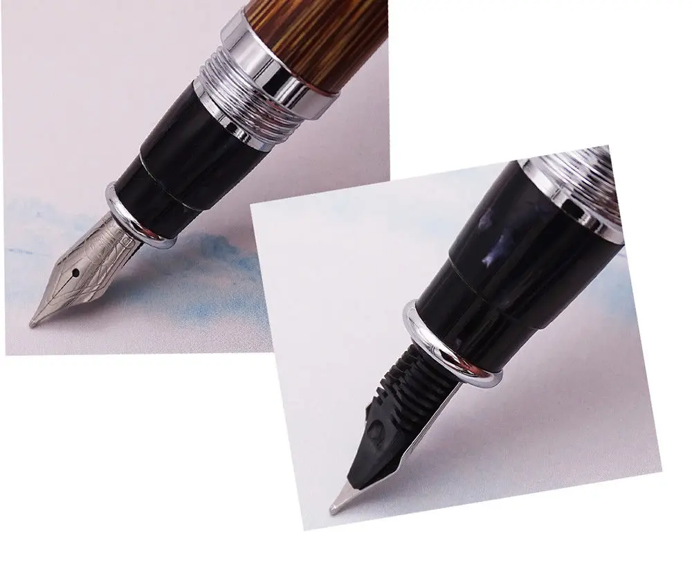 Günstige Duke 552 Executive Brunnen Stift Natürliche Goldene Streifen Bambus Medium Nib Erweiterte Chrom Überzug für Büro Business Schule Geschenk