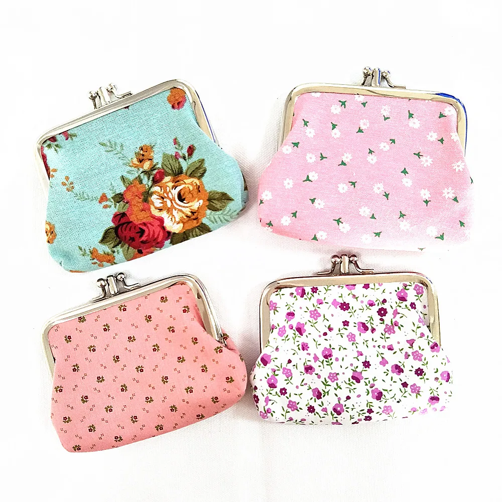 M007 Cute Cartoon Double Rose Canvas Wallet Short Fabric Floral Lady