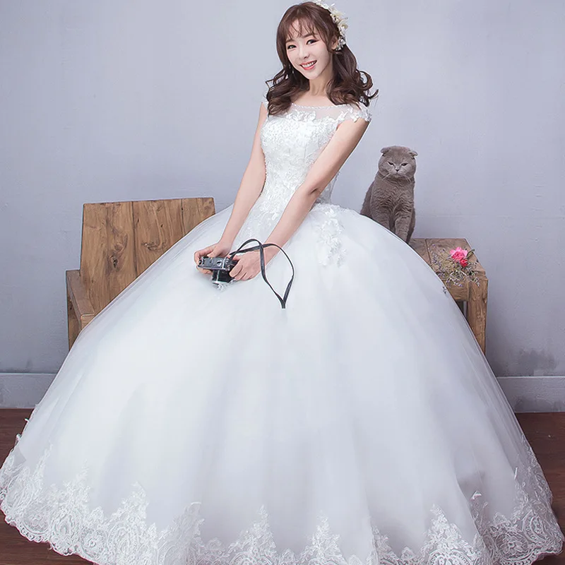 Горячая Распродажа Vestido De Noiva винтажное кружевное бальное платье белое накладное украшение для свадебного платья недорогие свадебные платья свадебное платье