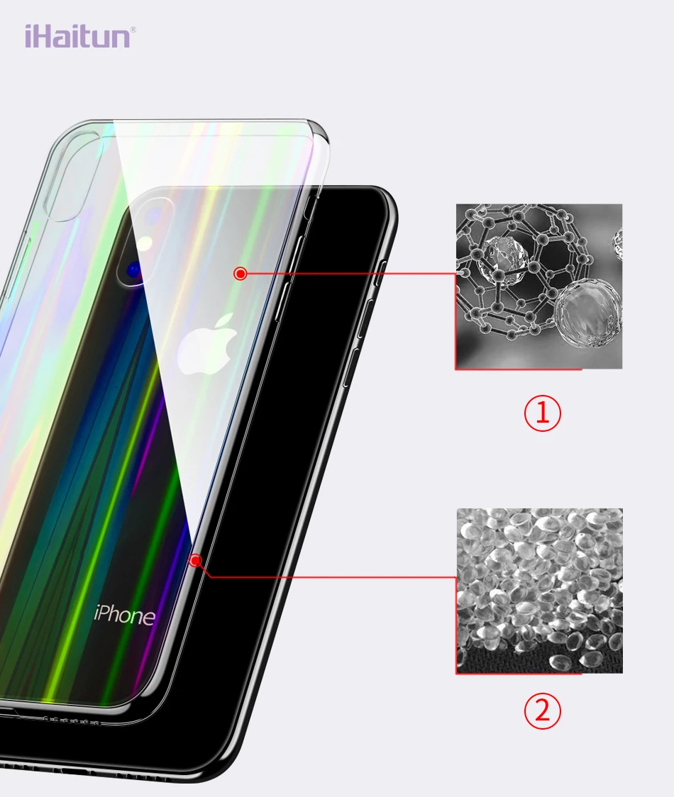 IHaitun чехол из лазерного стекла для iPhone XS MAX XR X чехол s ультра тонкий прозрачный задний стеклянный чехол для iPhone 11 Pro Max 7 8 Plus 10