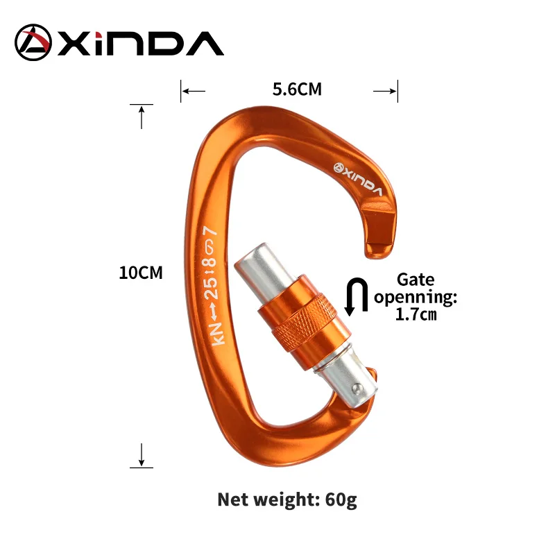 Climbing carabiner 25kN D-Shape Carabiner Climbing Security Safety Buckle Screw Gates