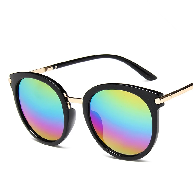 Новые женские очки для вождения зеркала Винтаж для женщин Светоотражающие Плоские линзы солнцезащитные женские очки оculos UV400 - Цвет линз: Black Colors