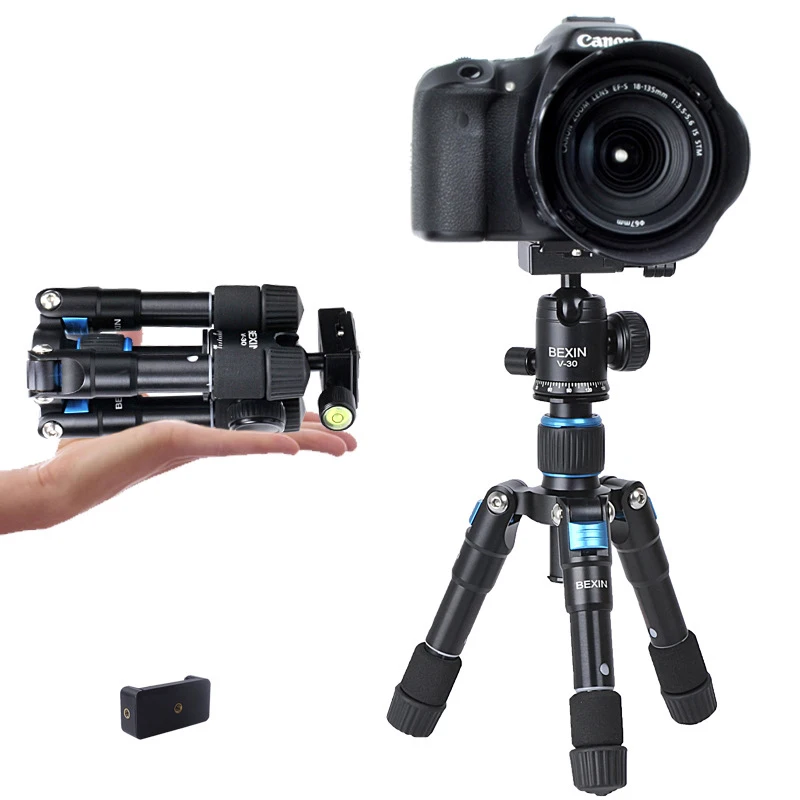 

Portable Aluminum Travel Camera Tripod with Ball Head Flexible Foldable Desktop Mini Tripod for Phone Bracket Camera Photography