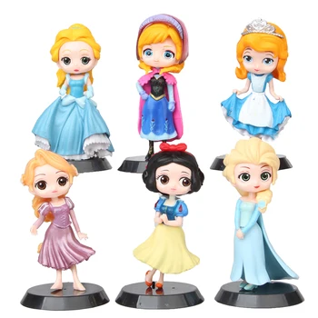 

6pcs/set Q Posket Cinderella Snow white rapunzel Elsa Anna Alice PVC Action Figures Toys Qposket Dolls Gift for Girls