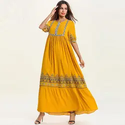 Свободное женское мусульманское модное летнее платье большого размера толстый с коротким рукавом в полоску с цветочным принтом