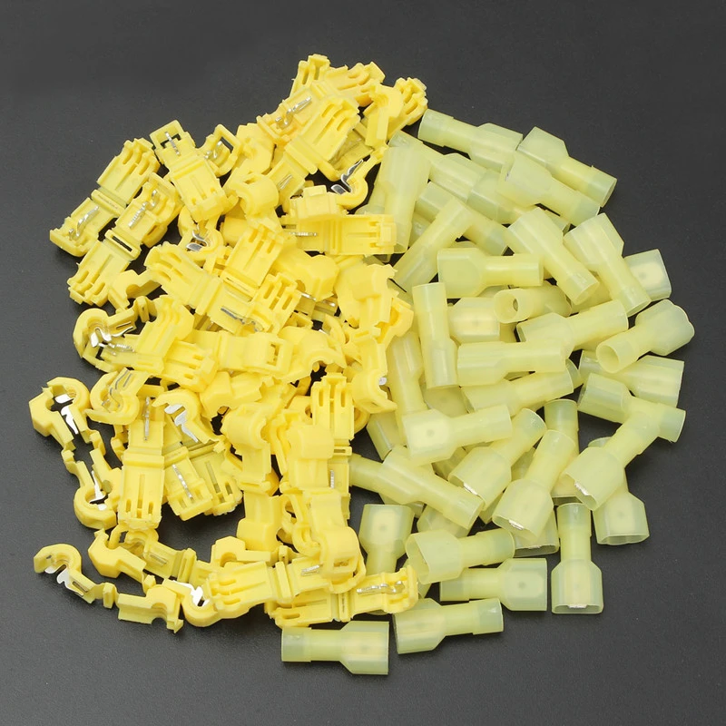 

100PCS Yellow T-Tap/Male Insulated 4.0-6.0mm2 Quick Splice Wire Terminal Connectors Combo 12-10 AWG