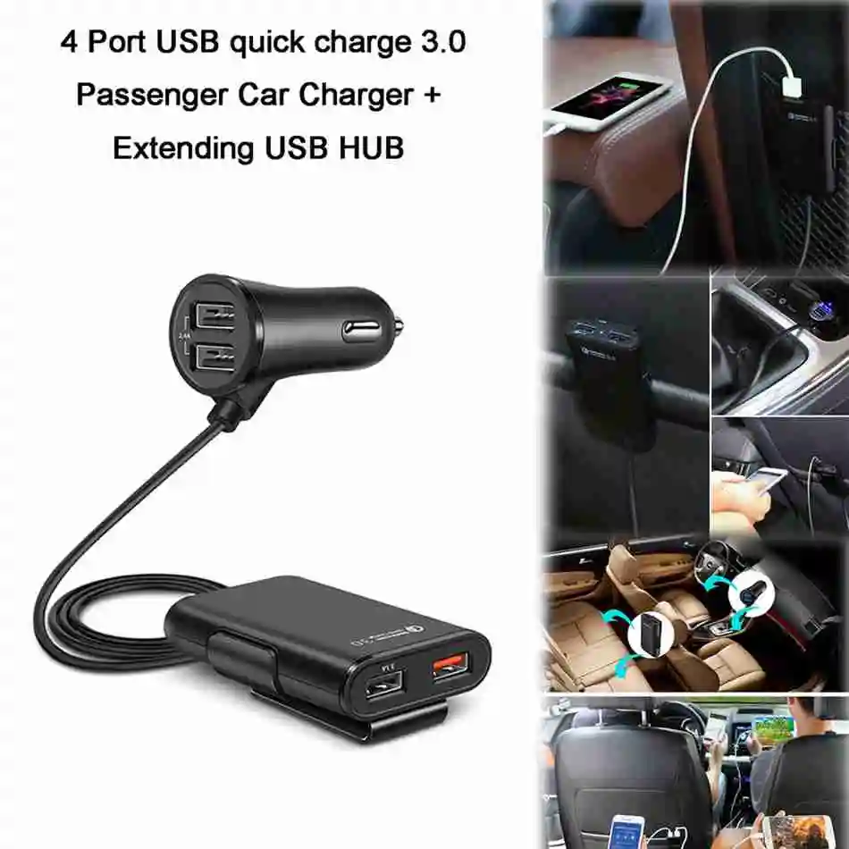 KISSCASE 4 Порты USB Quick Charge 3,0 для iPhone 8 X XR для iPad автомобильный телефон Зарядное устройство для samsung S8 S9 быстрый автомобиль Зарядное устройство для huawei