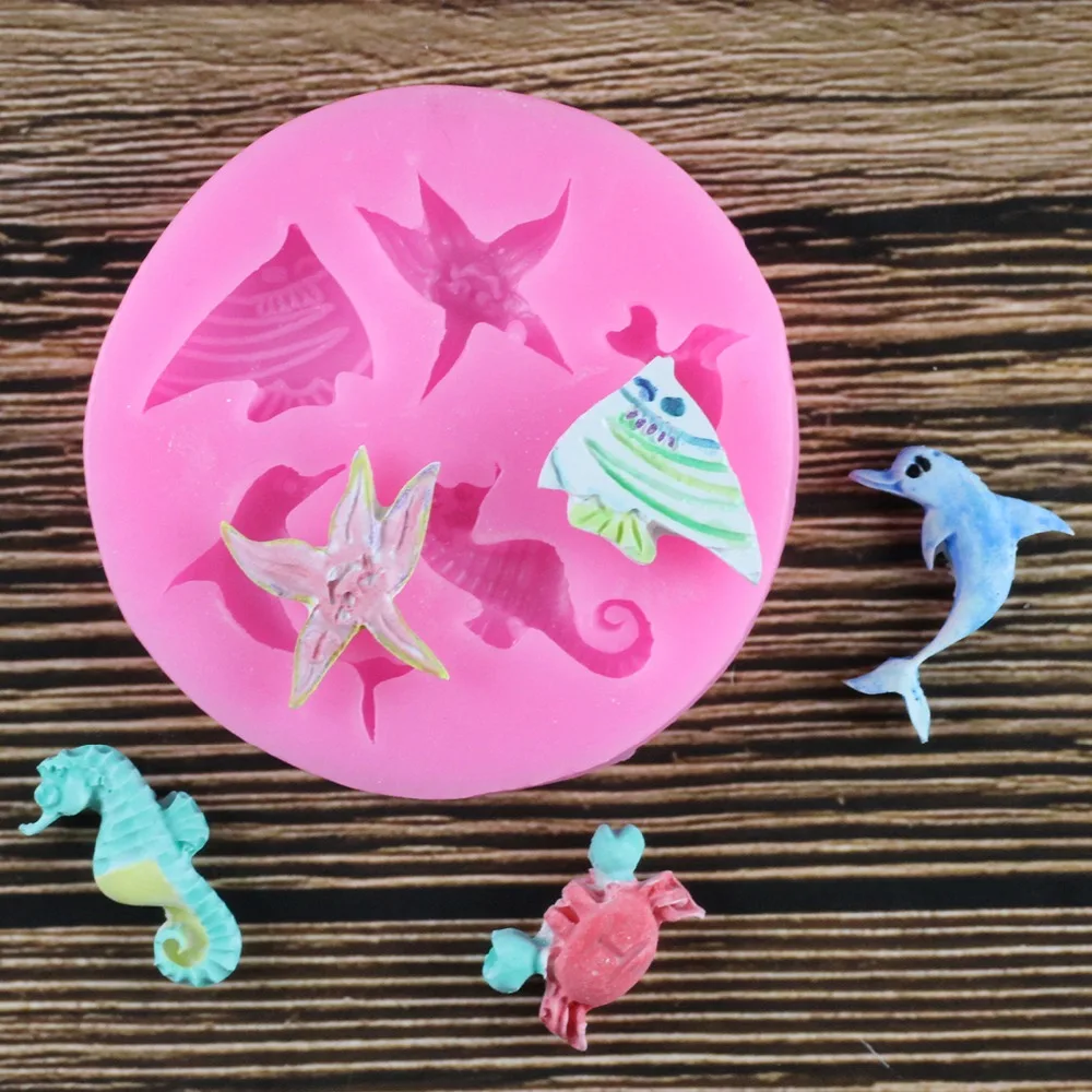 

Cake Decoration Tools DIY Sea Creatures Starfish Shell Fondant Cake Candy Silicone Molds Creative DIY Chocolate Mold