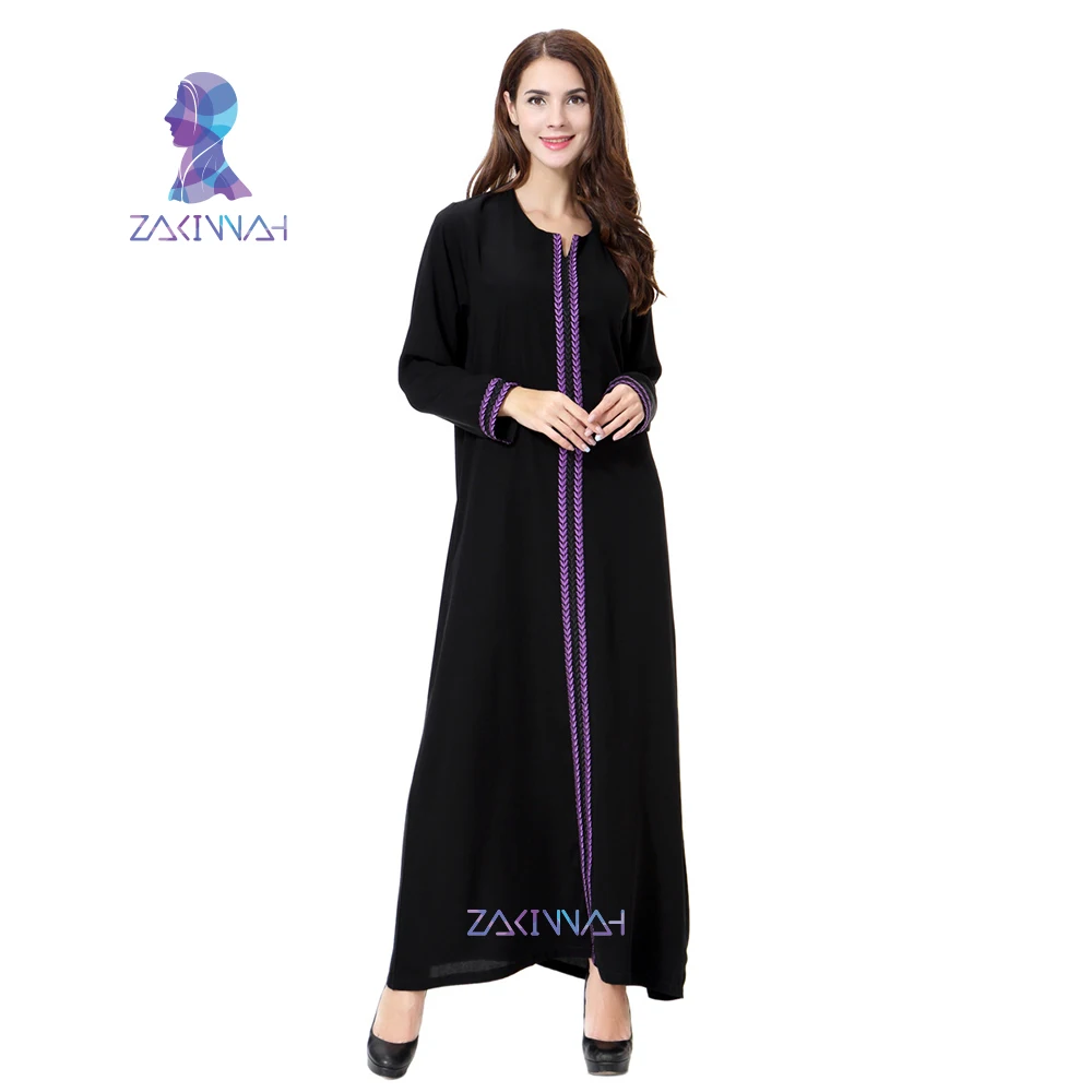 Zakiyyah новая вышитая мусульманская одежда для женское мусульманское платье плюс размер исламское платье с длинными рукавами одеяние мусульмане