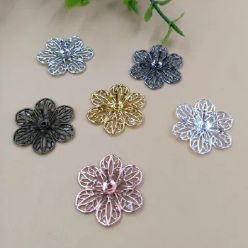 

20mm Filigree Flower 3D Charms Metal Wraps Connectors Links Supplies Retro Bu Yao Hair Clasps Pins Accessories DIY Findings