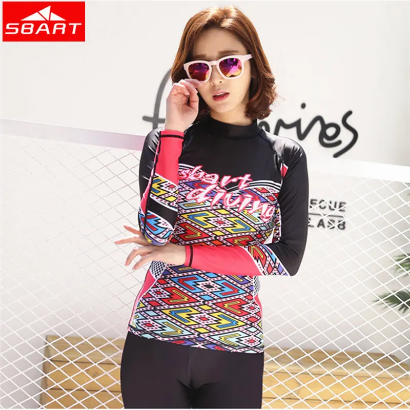 

SBART Surfing Rash Gurads Women Lycra Wetsuits Swimwear Water Sports UV Protection Surfing Bathing Suits Rash Gurads Beach Wear