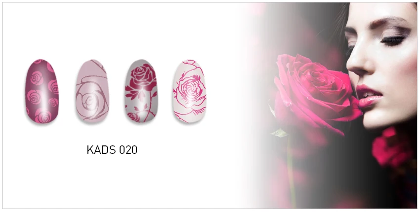 KADS элегантный цветок розы дизайн ногтей штамп штамповки пластины шаблон для печати ногтей для женщин лак трафареты красота украшения