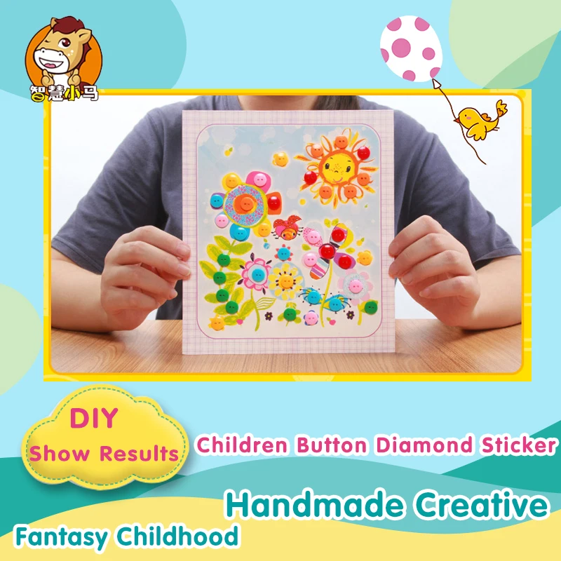 

New Style Hot Children Button Diamond Sticker Environmental Protection Material Handmade Creative Girl DIY Puzzle Exquisite Toys