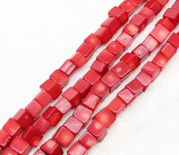 

6-9mm Red Coral Freeform Cube Beads 15"/38cm, For DIY Jewelry making ,We provide mixed wholesale for all items!