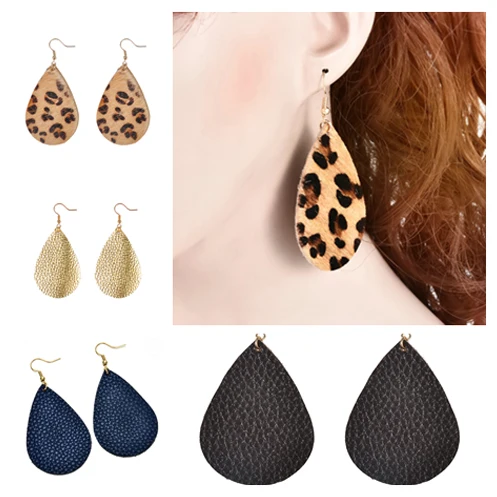 

Good quality Imitation leather Women Drops Earrings 5 styles Leopard print Dangle earrings statement Earring jewelry Gift HOT