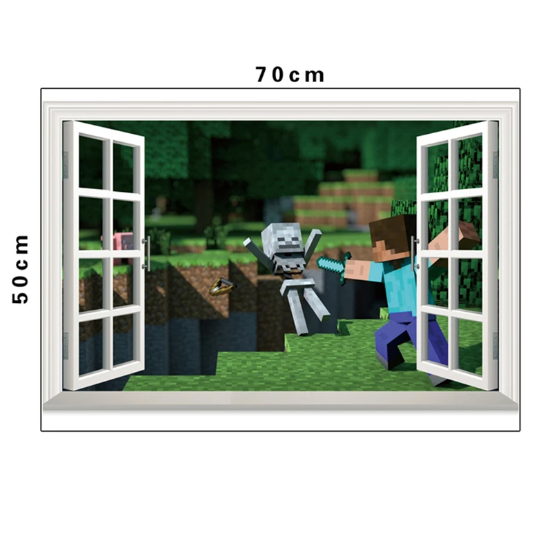3D Minecraft игры стены стикеры для детей номеров мультфильм Removabled обои Стив дома