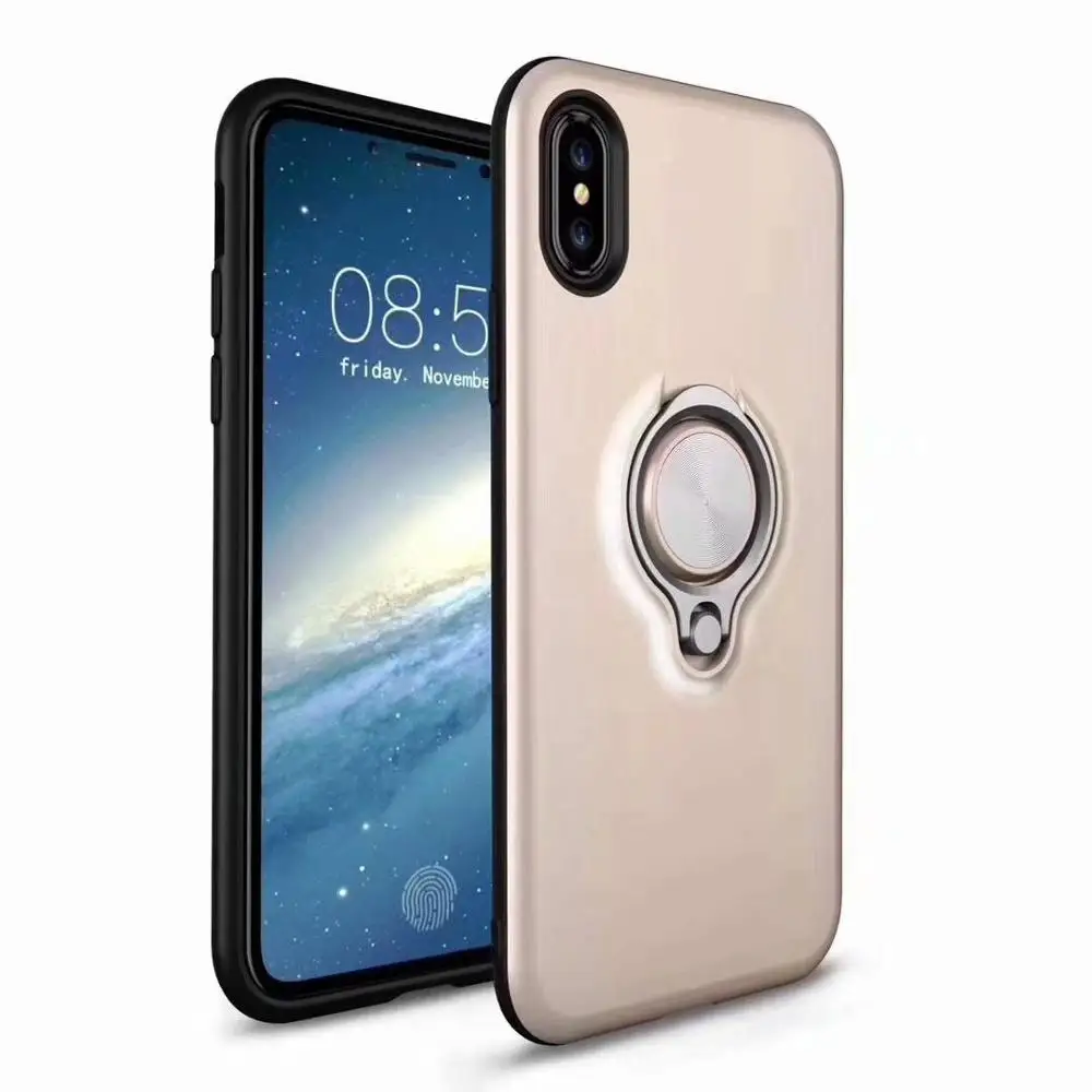 Скрытый кольцевой чехол-подставка для телефона для iPhone X XS MAX XR 11 8 7 6 6S Plus Автомобильный Магнит задняя крышка для iPhone 11 11 Pro MAX Coque - Цвет: Rose Gold