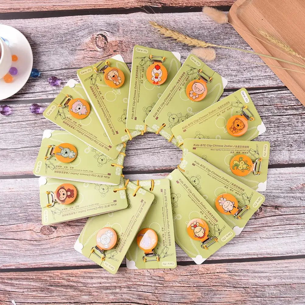 Kids BTE Hearing Aid Clip Holder Protector for Behind The Ear Hearing Aids and Cochlear Implants Binaural Corded 12 Animal Signs Kids BTE Hearing Aid Clip Holder Protector for Behind The Ear Hearing Aids and Cochlear Implants Binaural Corded 12 Animal Signs