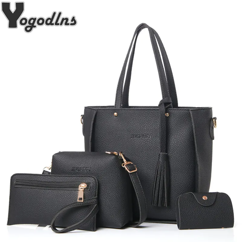 Women Bag Set Top-Handle Big Capacity Female Tassel Handbag Fashion Shoulder Bag Purse Ladies PU Leather Crossbody Bag Women Bag Set Top-Handle Big Capacity Female Tassel Handbag Fashion Shoulder Bag Purse Ladies PU Leather Crossbody Bag