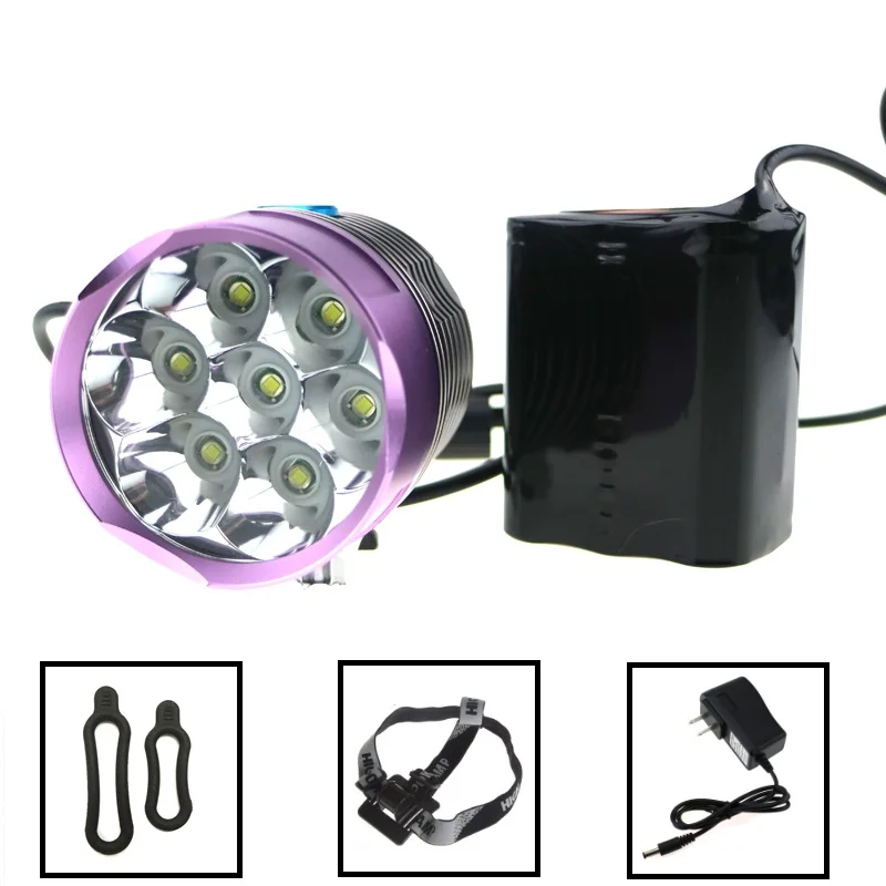 

10000 Lumens 7*Cree XM-L T6 LED Bicycle Lights 7T6 Bike Light Lamp + 8800mAh 6*18650 8.4V Battery Pack + Charger + Headstrap