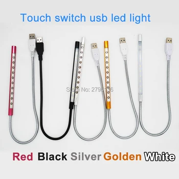 

New Arrival USB LED Light Lamp 10LEDs Mini Night Bulb Table Lamps Flexible Book Reading Lights for Notebook Laptop PC Computer