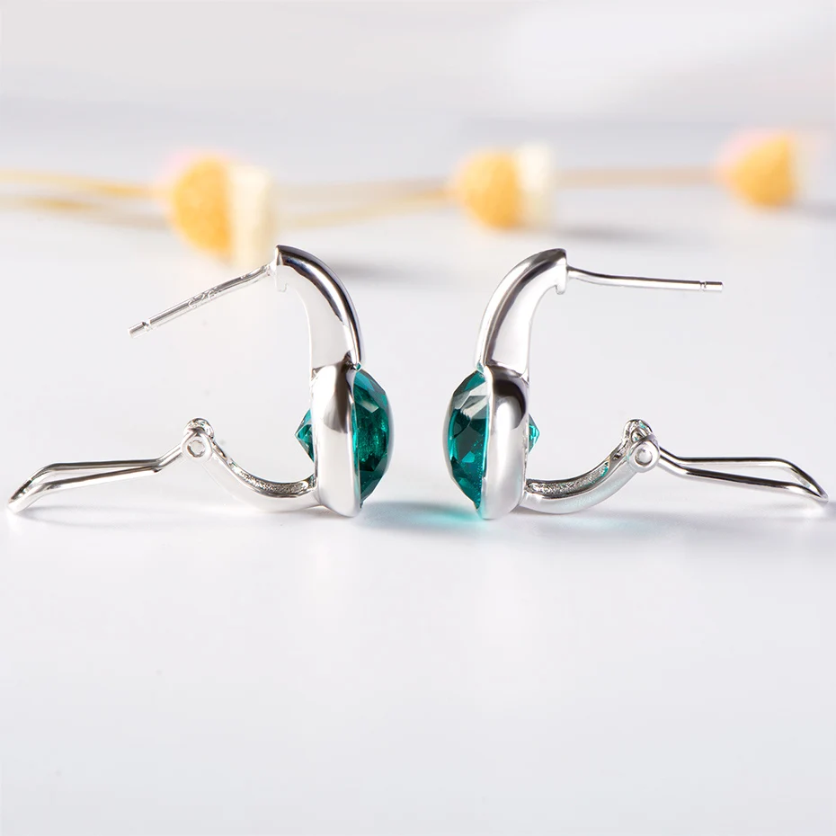 Женские серьги клипсы с зеленым кристаллом kuololite из серебра 925 пробы свадебные