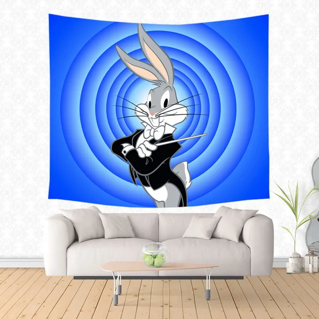 Bugs Bunny Pattern Tapestry Decorative Wall Hanging Carpet Bedding Outlet Door Curtain Textiles