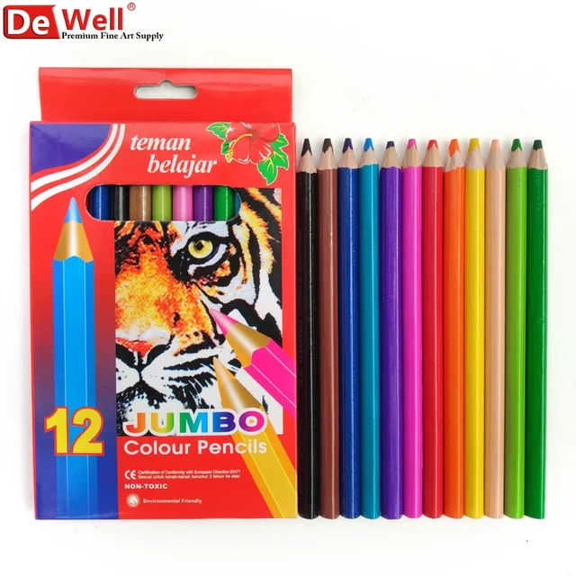 6/12Pcs Coloured Pencils Non toxic lapis de cor Jumbo Colour Pencils