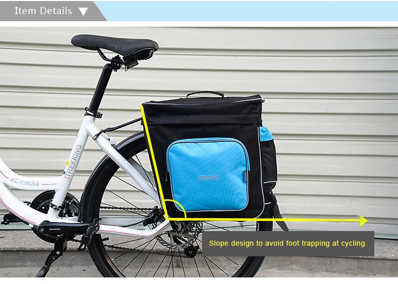 Discount ROSWHEEL Bicycle Carrier Bag 30L Rear Rack Trunk Bike Luggage Back Seat Pannier Two Double Bags Outdoor Cycling Saddle Storage 1 3