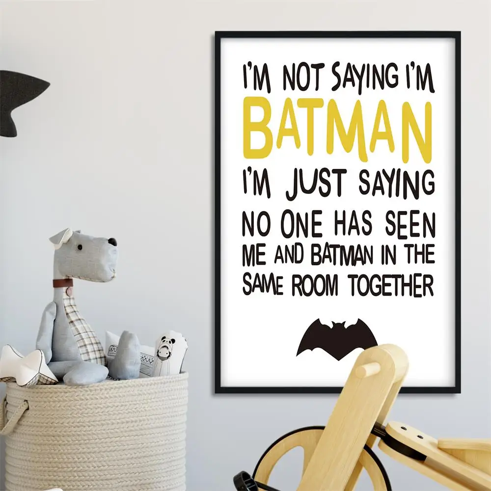 Caroon Batman Quote Wall Art Funny Posters and Prints Minimalist Canvas