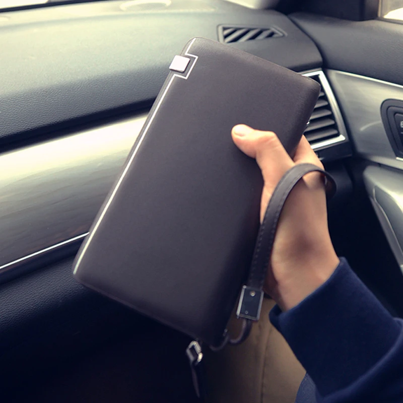 

2016 New Pu Long Men Business Wallet Casual Zipper Clutches Bag Fashion Luxury Purse Male Carteira British style Money Clip