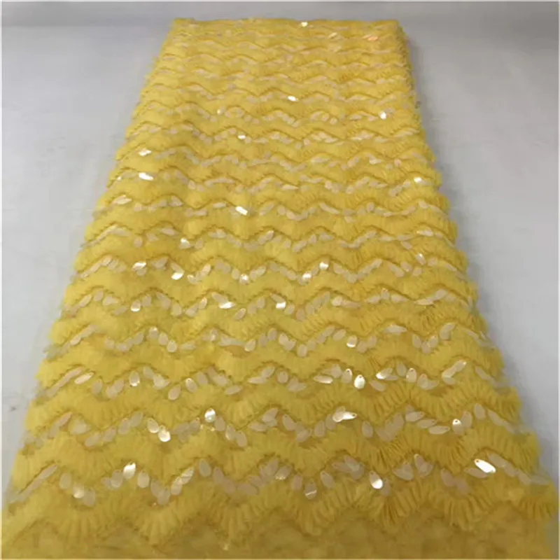 

2019 French Embroidered Mesh Lace Fabric Yellow Color African Lace Fabric High Quality Guipure Lace For Nigeria Lace Wedding