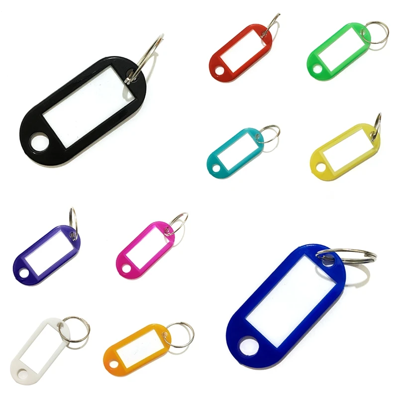 

HOT 50pcs Plastic Key Tags Key Rings ID Luggage Tags Name Card Label Random Color