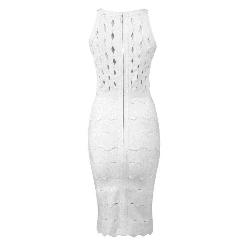Fasciatura Fuori Scava Donne Di Unico Delle Mini Celebrità Maniche White Bianco Vestito Hl Dalla Estate Senza Cinghia nqCpRPR1
