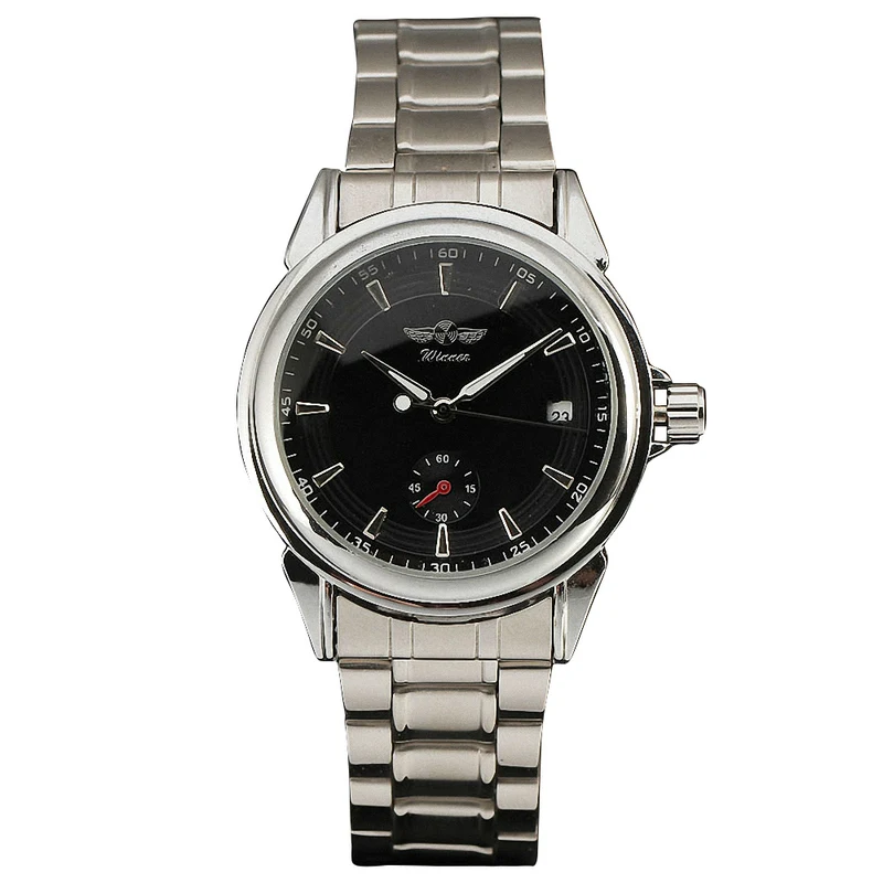 WINNER Formal Business Mature Men s Mechanical Wrist Watch Stainless Steel Strap No Numbers Display W