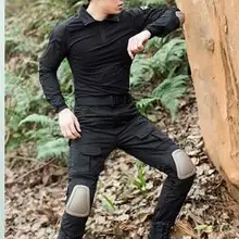 Профессиональный штурмовой охотничья военная игра комплект рубашка+ брюки костюм лягушки армейская форма тактические морские пехотинцы темно-синяя печать боевой Мультикам BDU с наколенниками