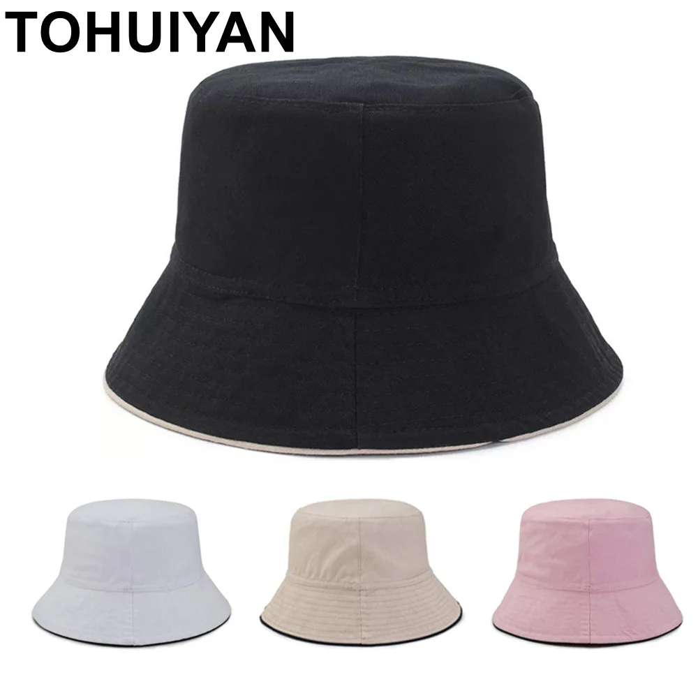 TOHUIYAN 2019 одноцветные шляпы ведра для мужчин и женщин летние Chapeu Feminino 100% хлопок