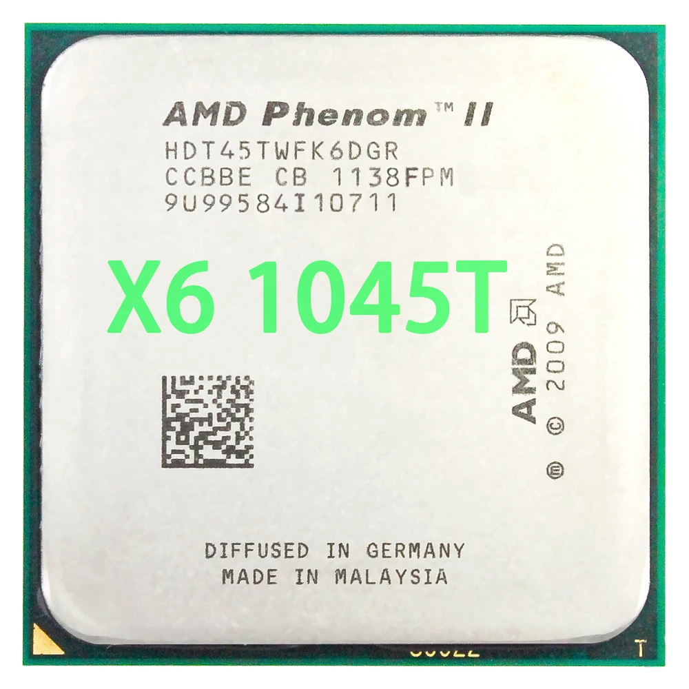  AMD Phenom II X6 1045T CPU Processor Six-Core 2.7Ghz/ 6M /95W Socket AM3 AM2+ 938 pin