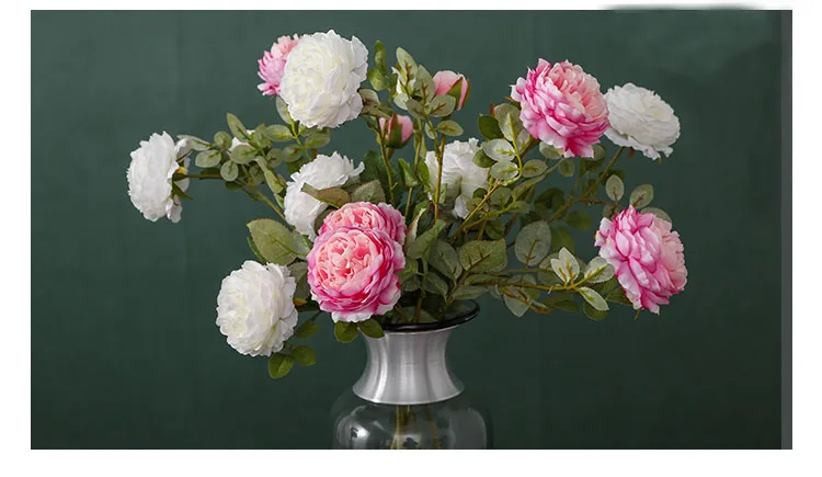 peony silk flower artificial peonies white  (6)