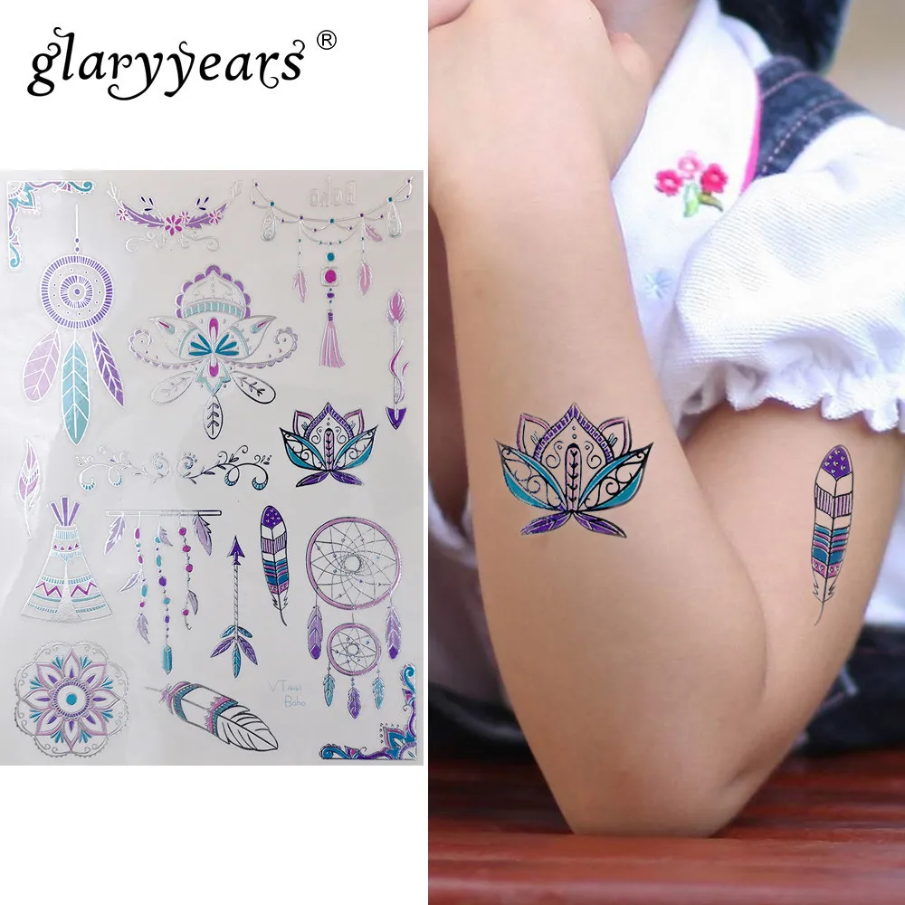 Временная тату наклейка Glaryyears 15*21 см Красочная искусственная татуировка с