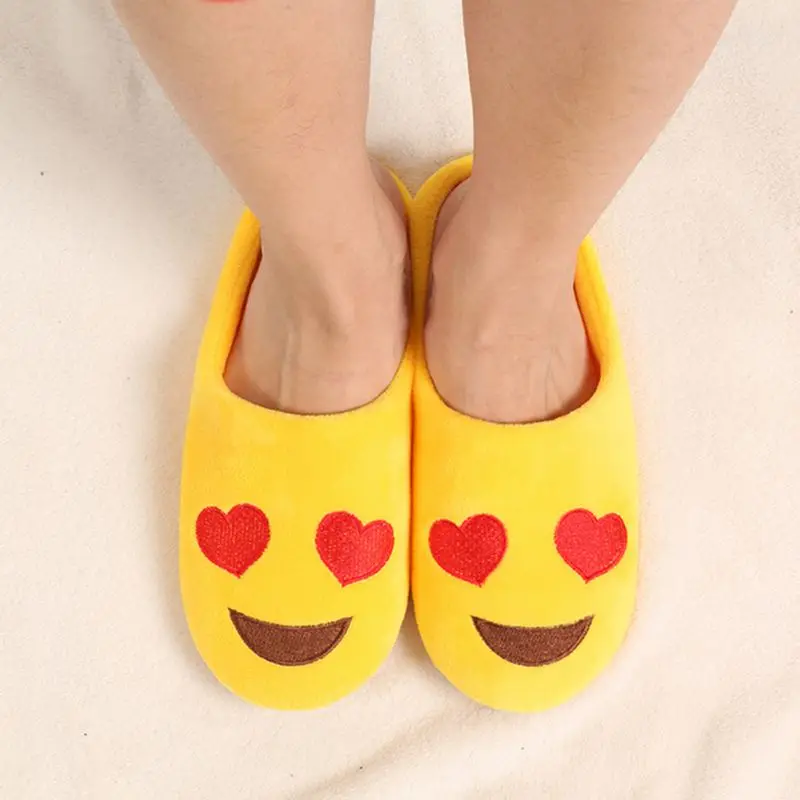 Симпатичные Emoji домашняя обувь женские мягкие бархатные домашние экспрессивные тапочки на весну и зиму мягкая подошва хлопка обувь для Спальня - изображение